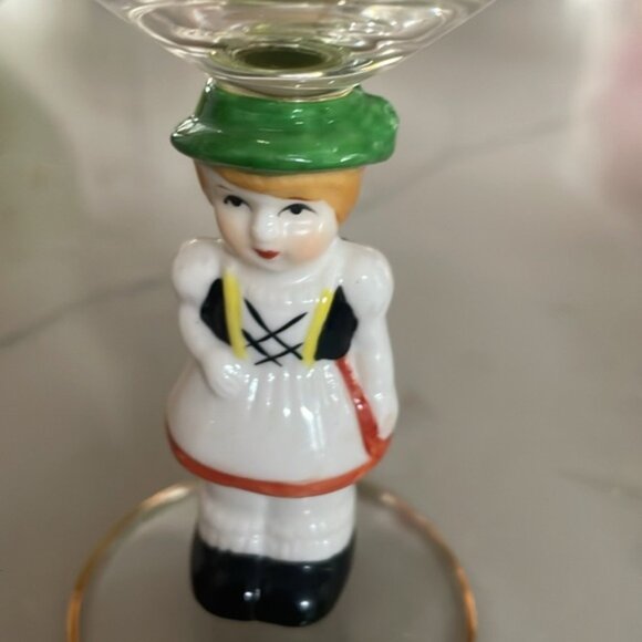 Set of 5 Vintage Goebel Hummel Figurine Cordial Wine Glasses 14k Gold Gilding - Picture 8 of 12